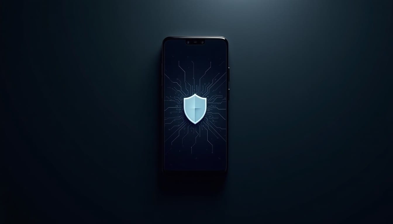 暗い背景にプライバシーを象徴するスマホのイメージ