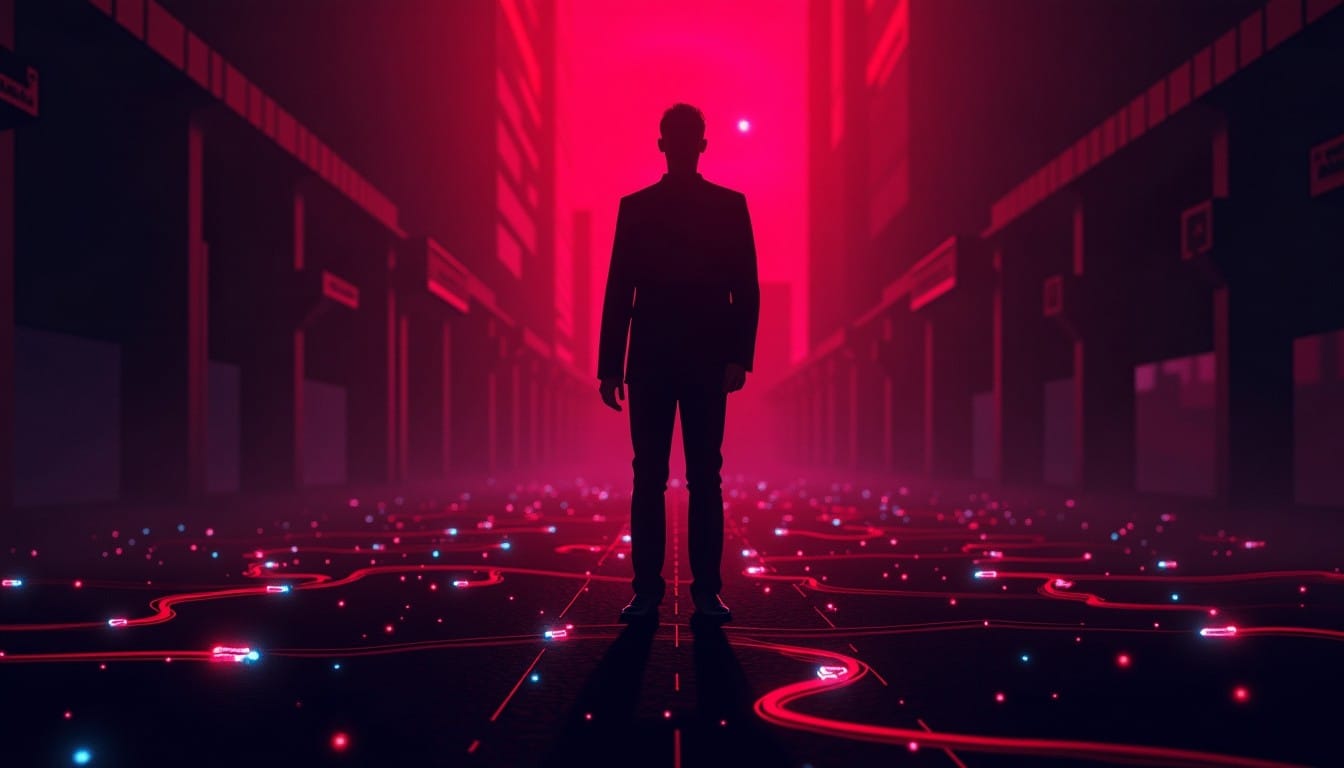 イランのインターネット遮断を表すサイバーパンクイラスト