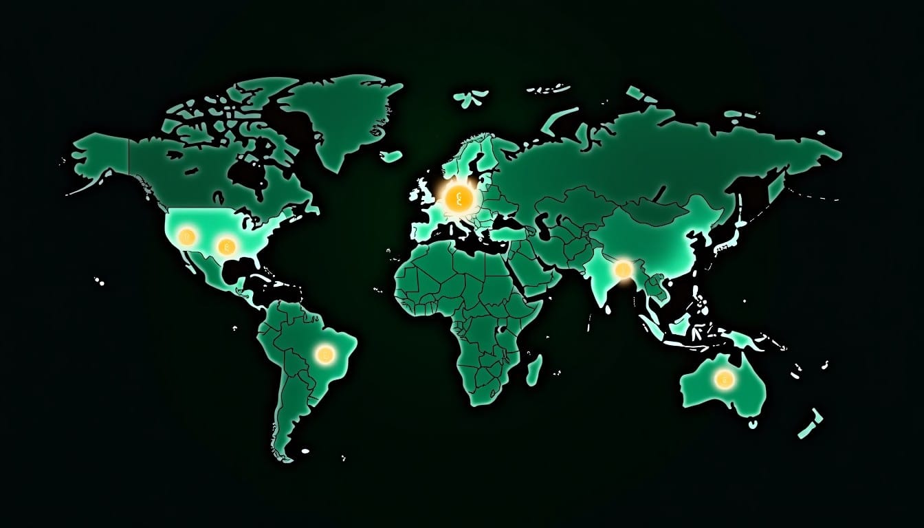 MoneroとZcashの規制が強い10カ国を地図で示したアイキャッチ画像